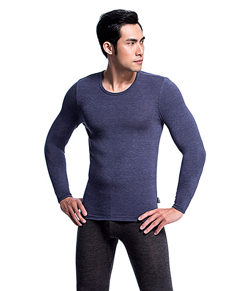科技羊毛男保暖圓領長袖衫-勁熱衣-3GUN ｜男性時尚內衣褲MIT品牌