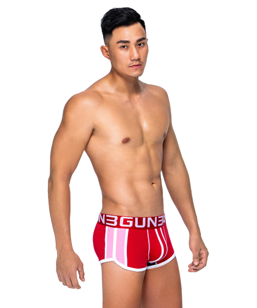 配色爬線男彈力棉平口褲-炫色動感-3GUN 時尚男性內著品牌