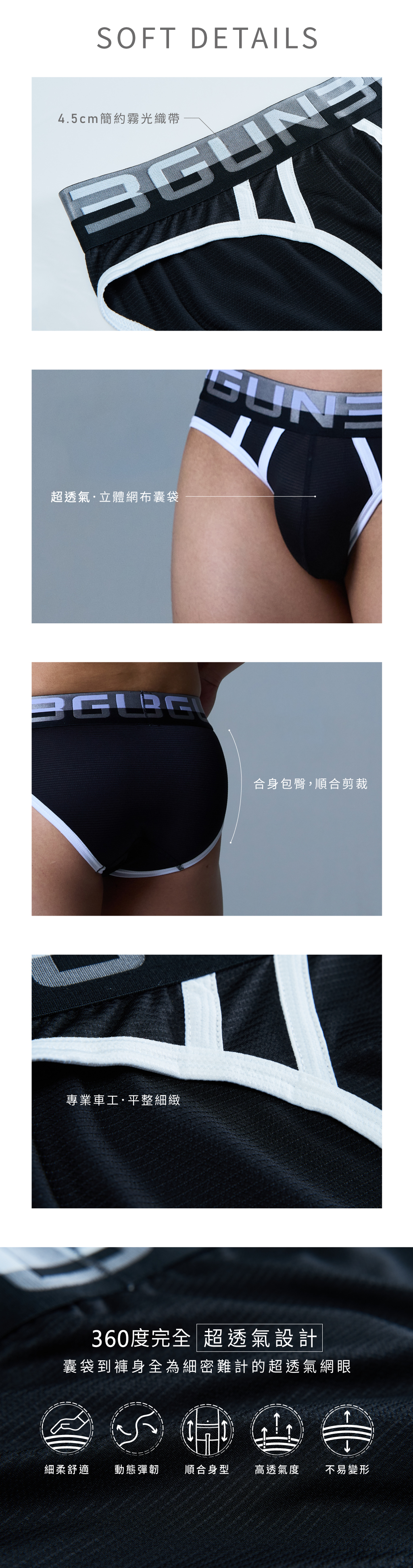 爬線剪接男超透氣平口褲-炫色動感-3GUN ｜男性時尚內衣褲MIT品牌