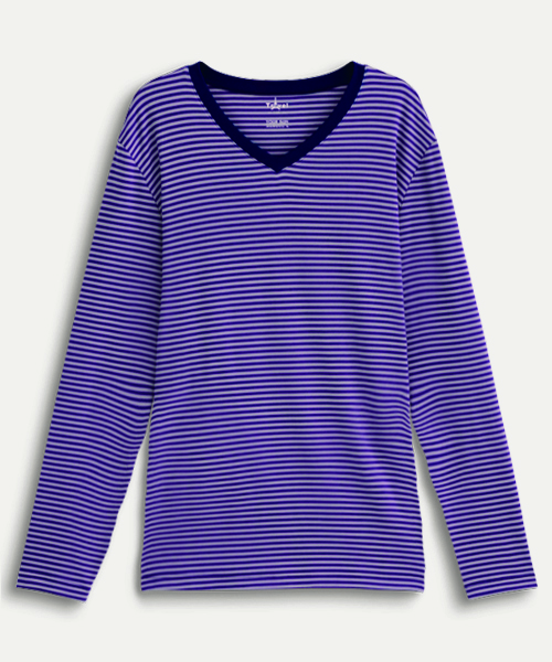 男V領長袖衫-旅行系列-2級條紋-3GUN ｜男性時尚內衣褲MIT品牌